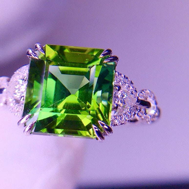 14k Gold 3.95 Ct Natural Tourmaline & Diamond Ring - 3