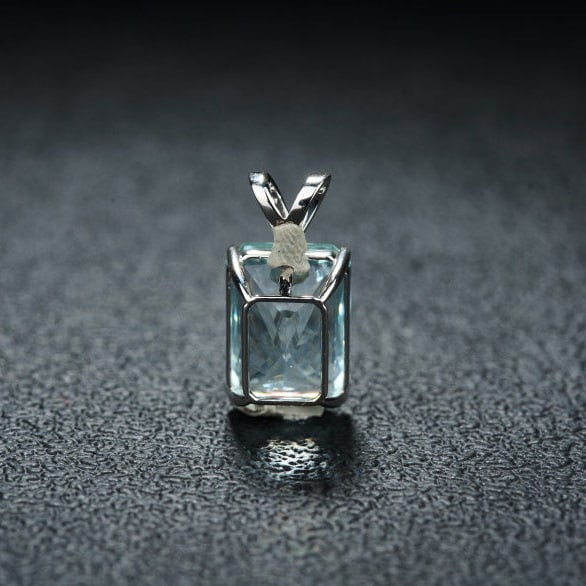 14k Gold 5.64 Ct Natural Aquamarine & Diamond Pendant( Without Chain ) - 5