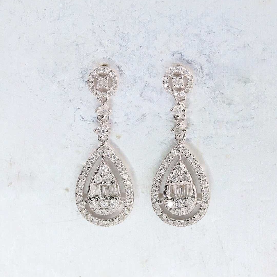 14k Gold 0.50 Ct Natural H Diamond Earrings - 4