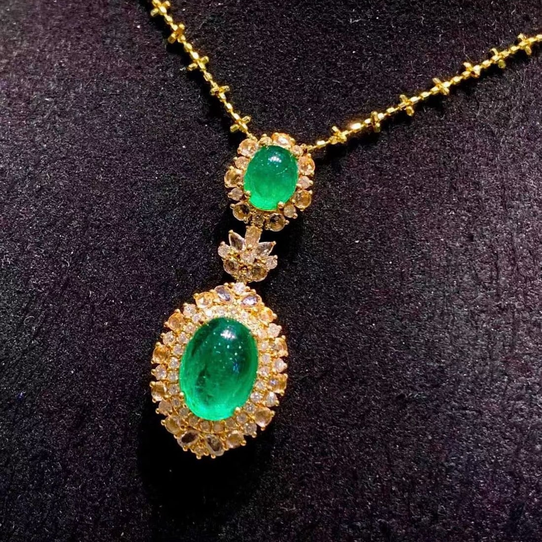 14k Gold 2.65 Ct Natural Emerald & Diamond Pendant( Without Chain ) - 4