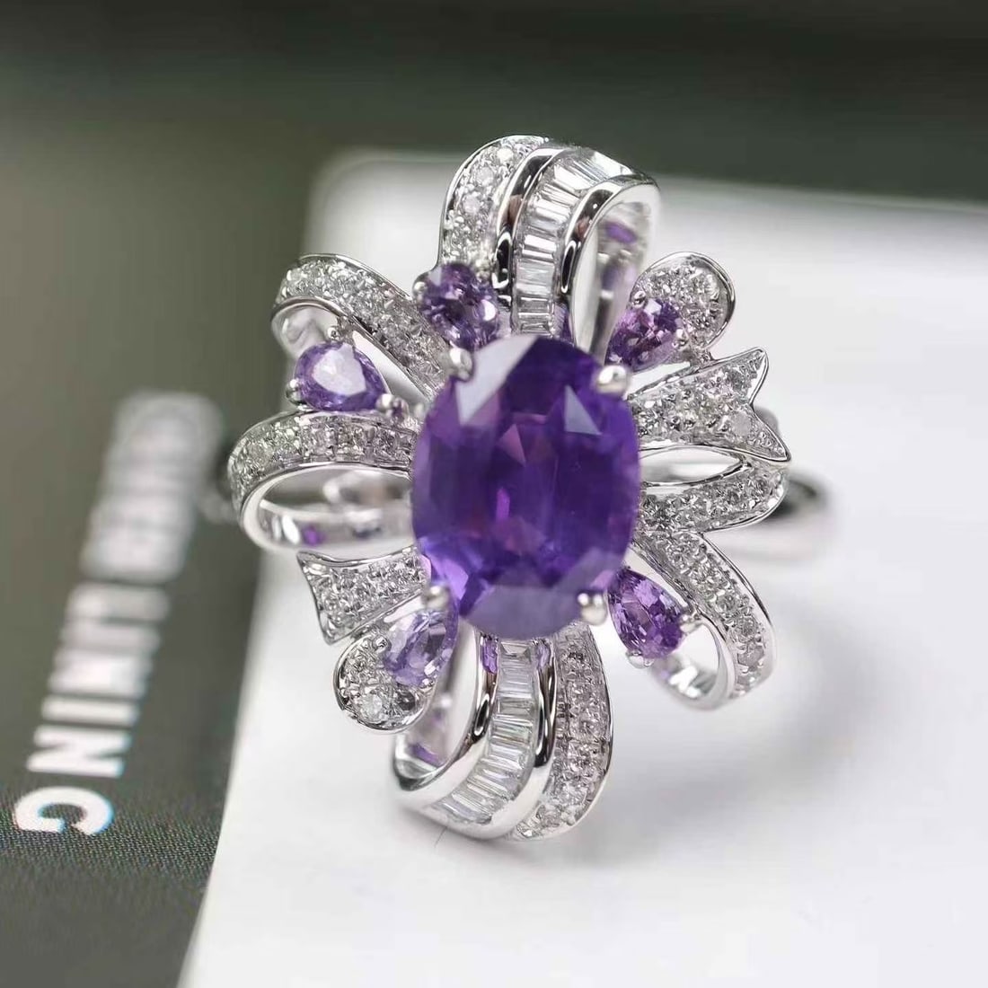 14k Gold 2.35 Ctw Natural Sapphire & Diamond Ring - 4