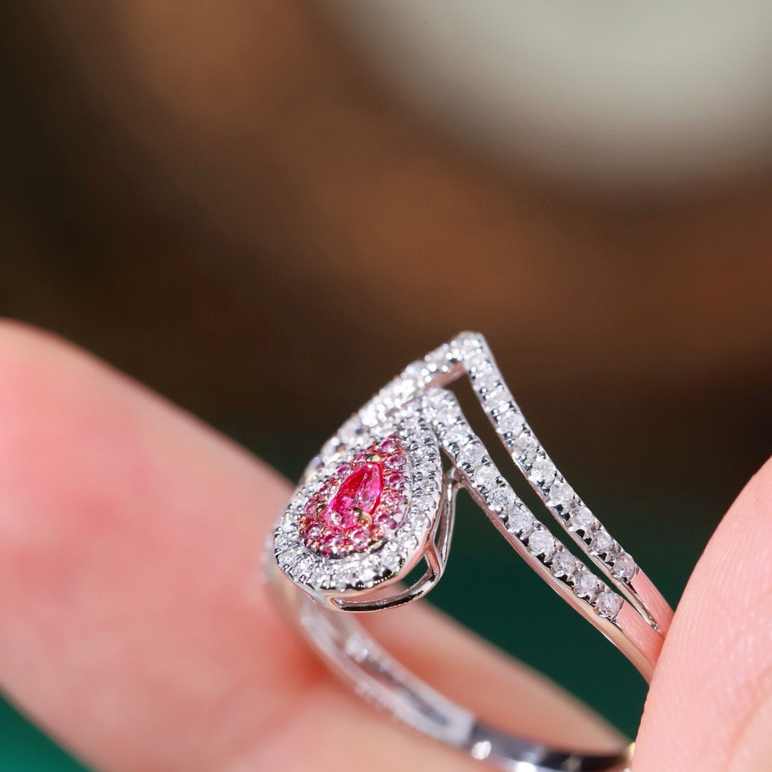 14k Gold 0.5 Ctw Natural Pink Diamond & Diamond Ring - 4