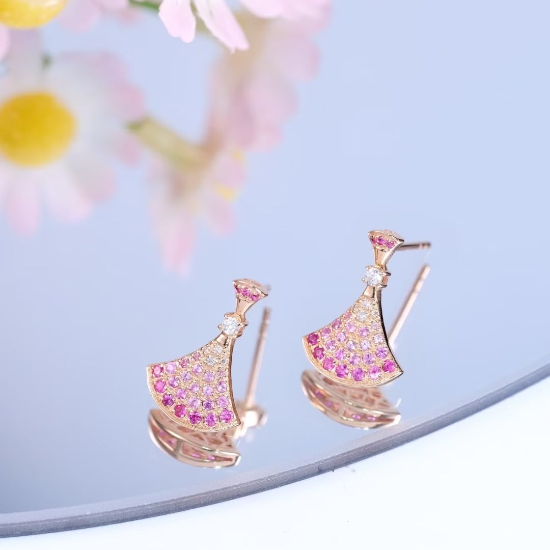 14k Gold 0.66 Ct Natural Sapphire & Diamond Earrings - 6