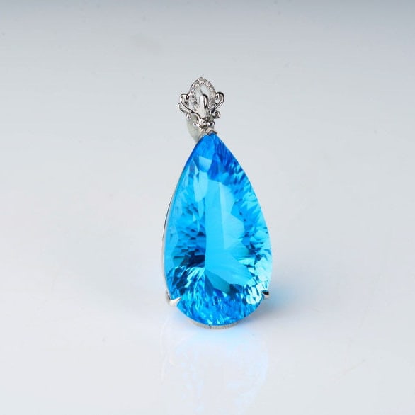 14k Gold 24.92 Ct Natural Topaz & Diamond Pendant( Without Chain ) - 7