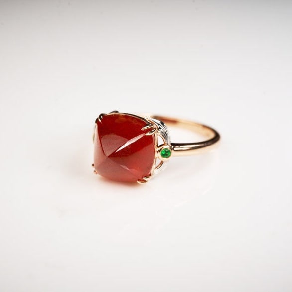 14k Gold 8.66 Ct Natural Spessartine & Tsavorite Ring - 2