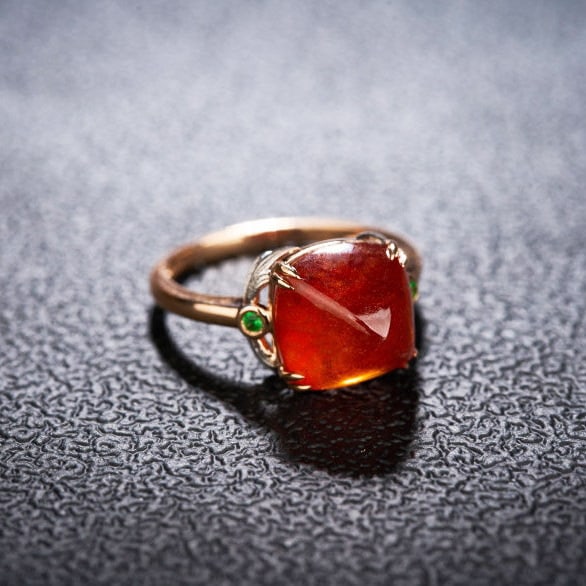 14k Gold 8.66 Ct Natural Spessartine & Tsavorite Ring - 4