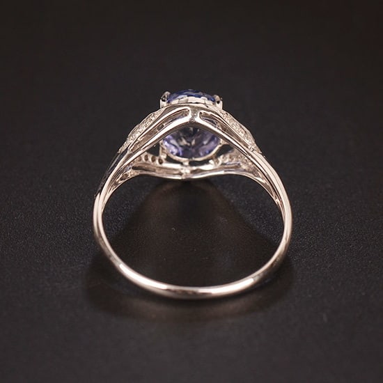 14k Gold 1.4 Ct Natural Tanzanite & Diamond Ring - 4