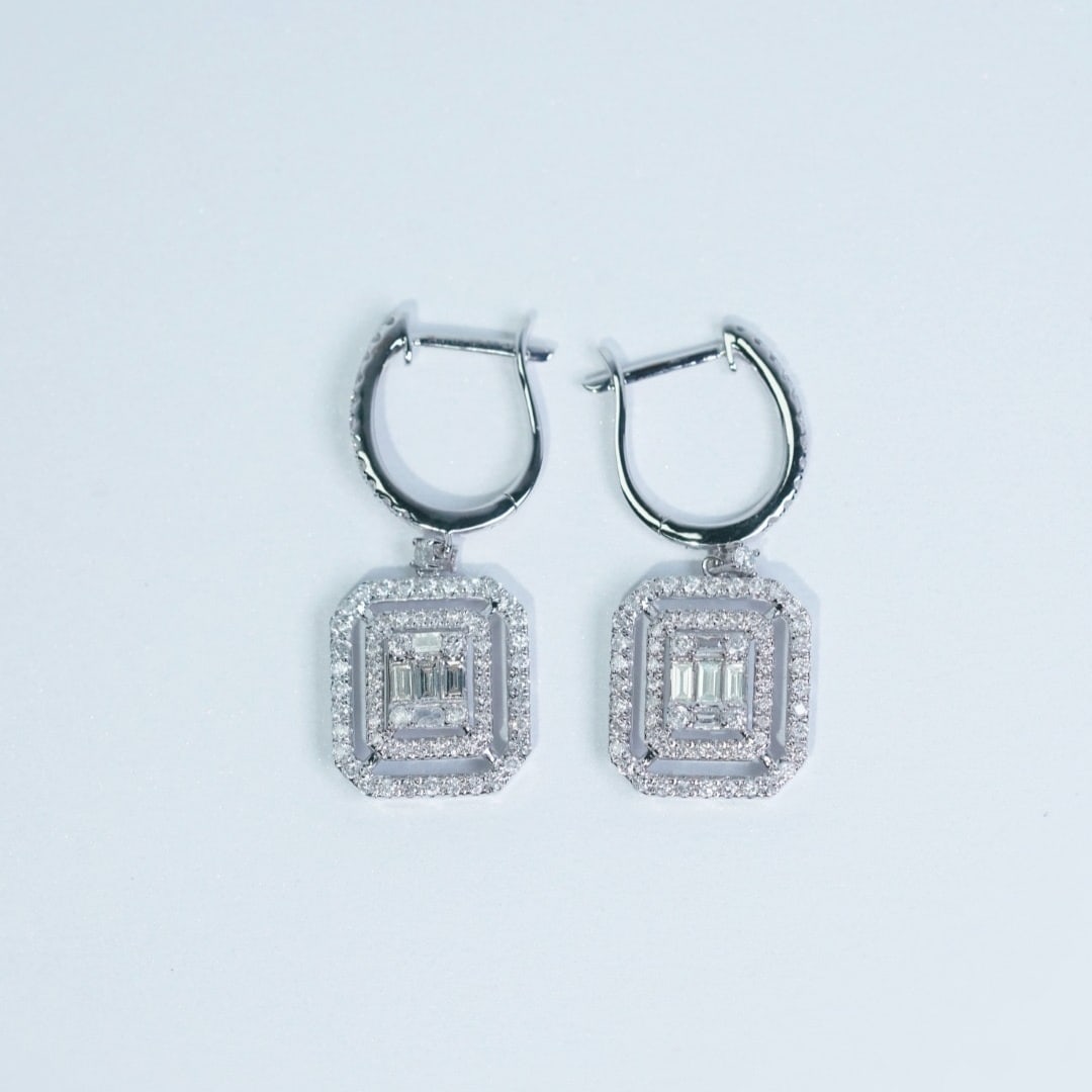 14k Gold 1.16 Ct Natural H Diamond Earrings - 3