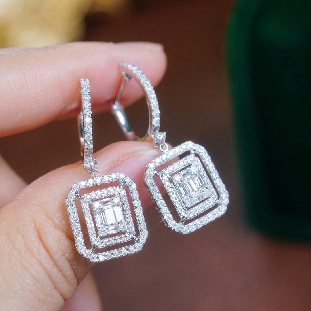 14k Gold 1.16 Ct Natural H Diamond Earrings - 5