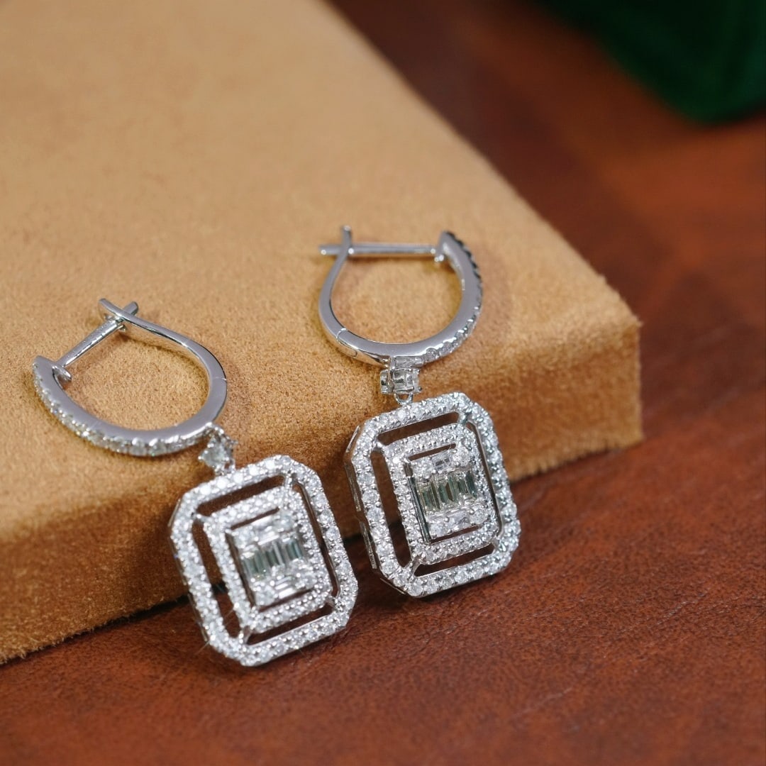 14k Gold 1.16 Ct Natural H Diamond Earrings - 6