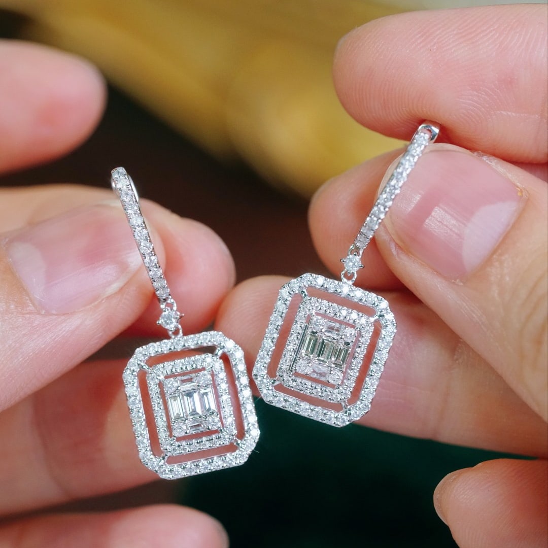 14k Gold 1.16 Ct Natural H Diamond Earrings - 7