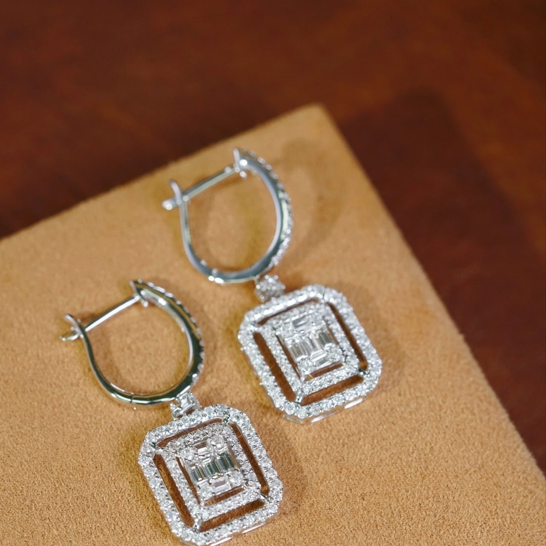 14k Gold 1.16 Ct Natural H Diamond Earrings - 8
