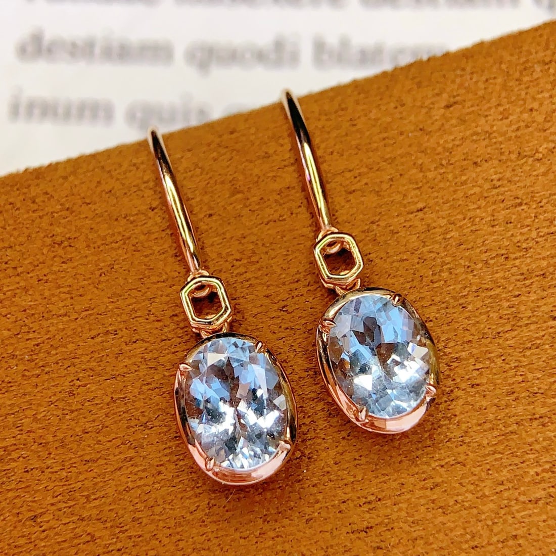 14k Gold 2.2 Ct Natural Aquamarine Earrings - 6
