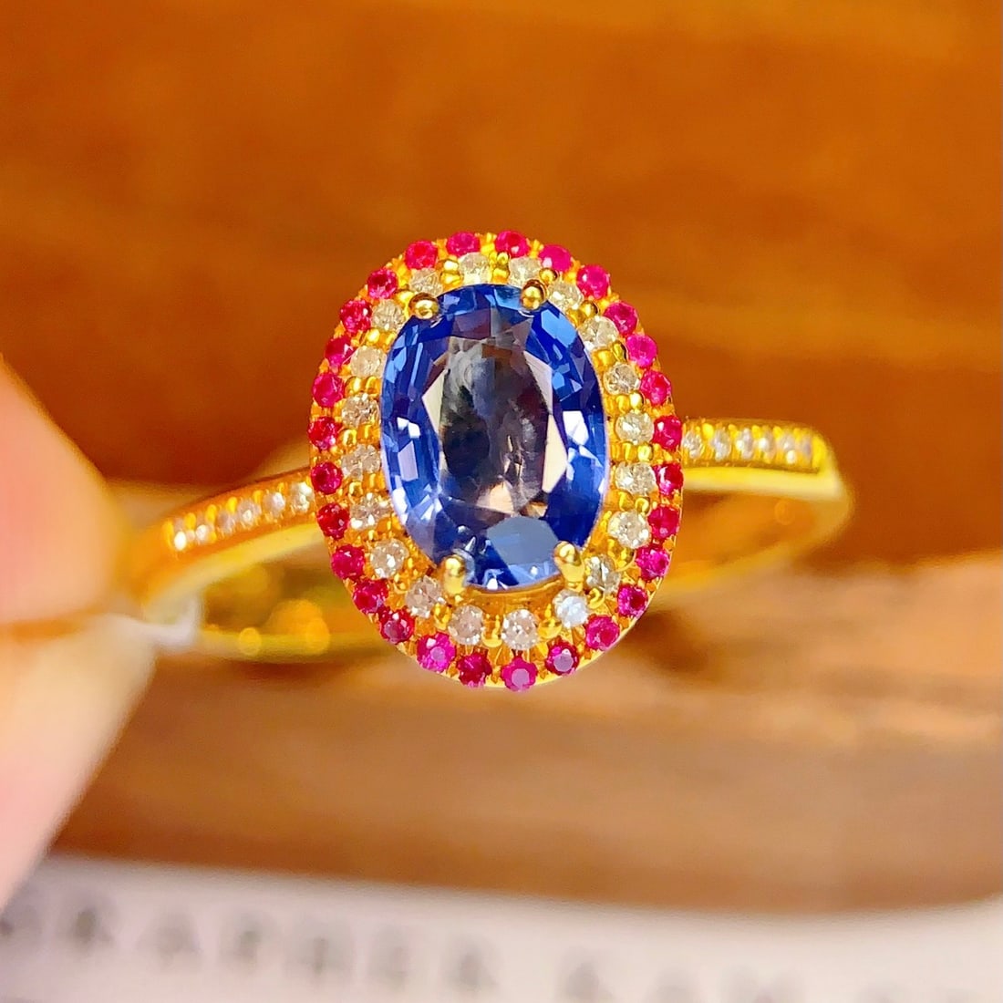 14k Gold 1.2 Ct Natural Sapphire & Diamond Ring - 5