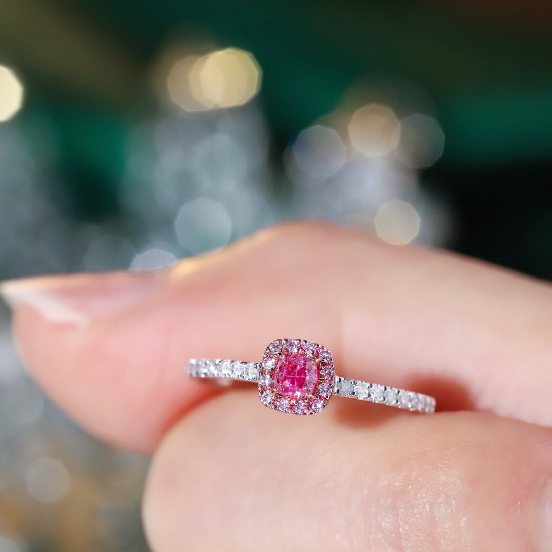 14k Gold 0.40 Ctw Natural Pink Diamond & Diamond Ring - 5