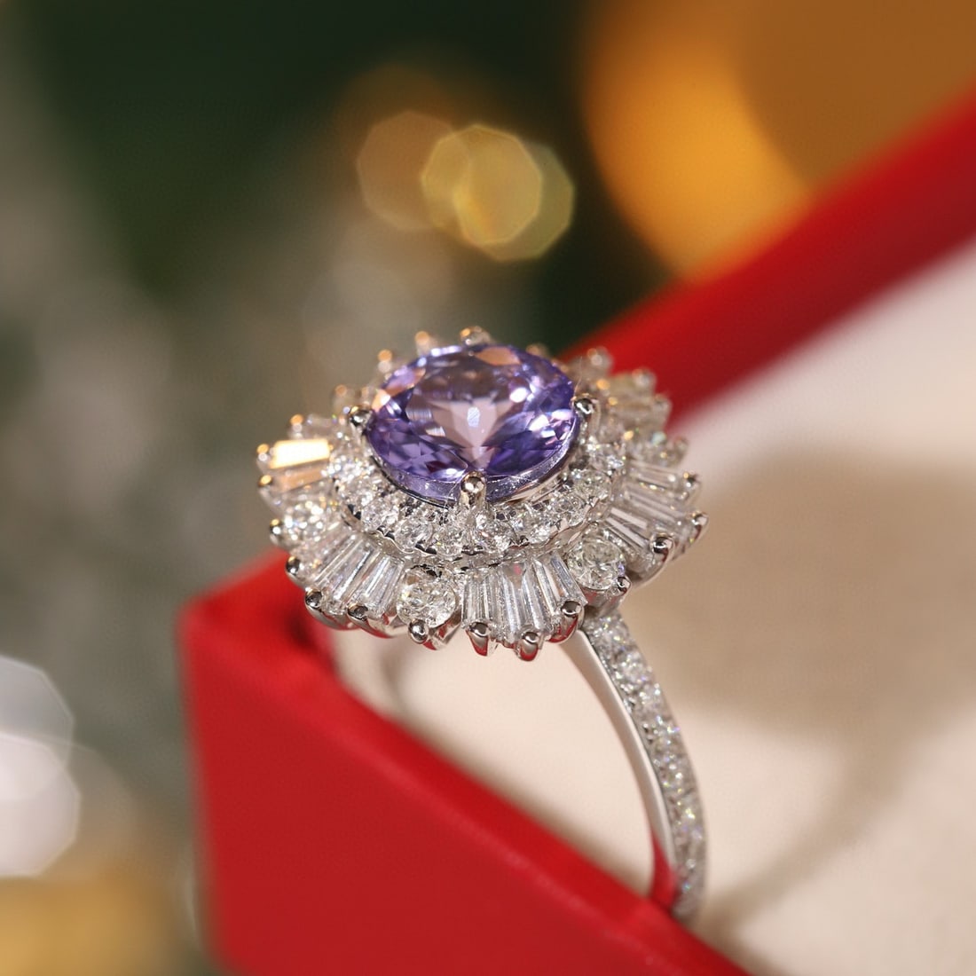 14k Gold 2.35 Ctw Natural Tanzanite & Diamond Ring - 7