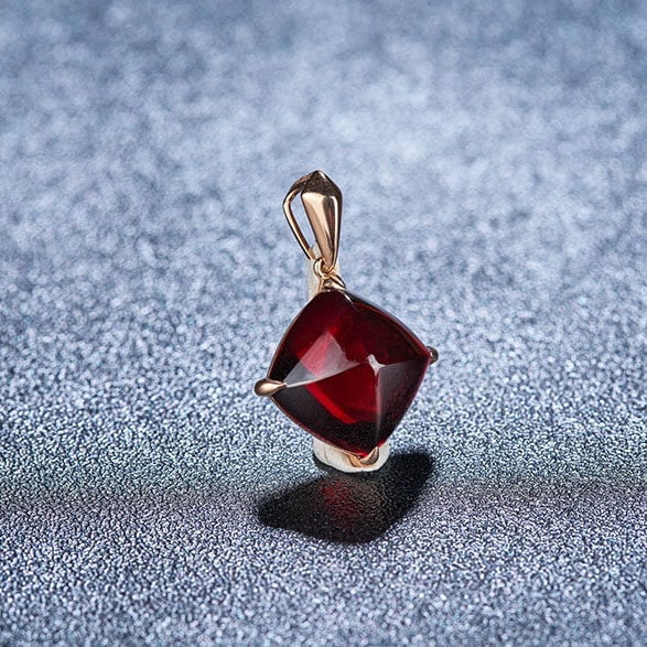 14k Gold 8.35 Ct Natural Garnet Pendant( Without Chain ) - 2