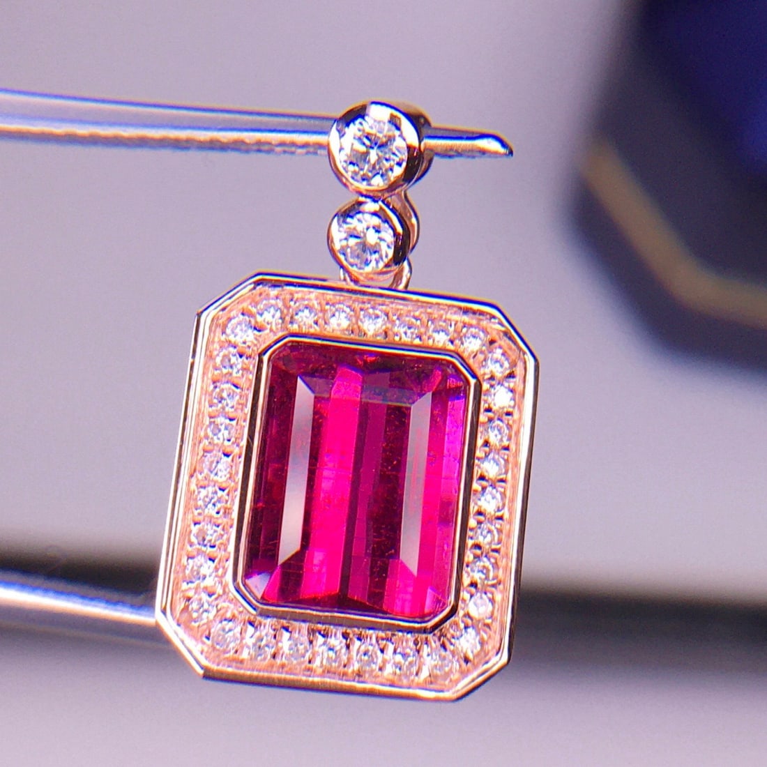 14k Gold 2.72 Ct Natural Tourmaline & Diamond Pendant( Without Chain ) - 3
