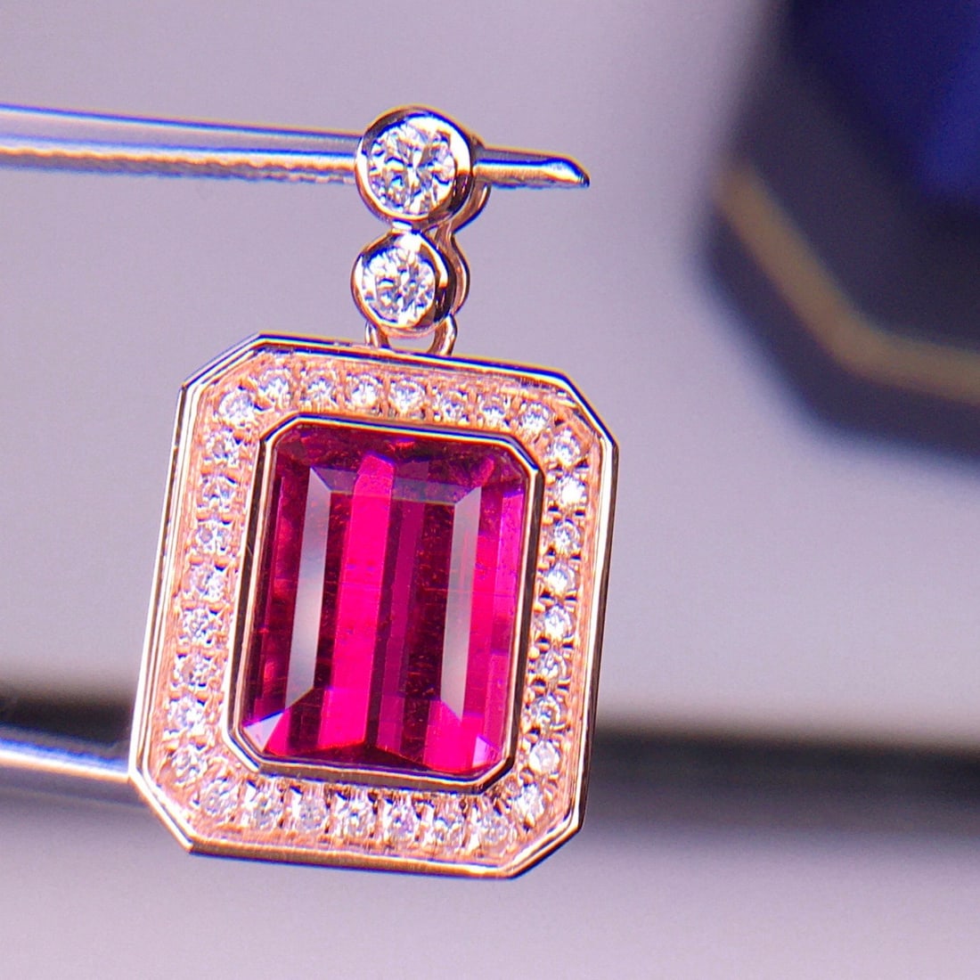 14k Gold 2.72 Ct Natural Tourmaline & Diamond Pendant( Without Chain ) - 5