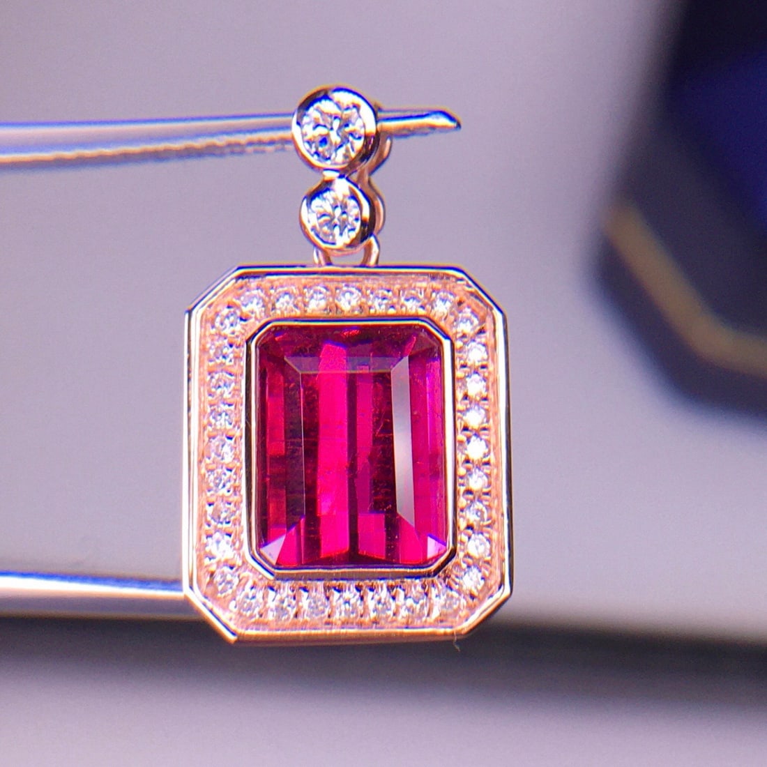 14k Gold 2.72 Ct Natural Tourmaline & Diamond Pendant( Without Chain ) - 6