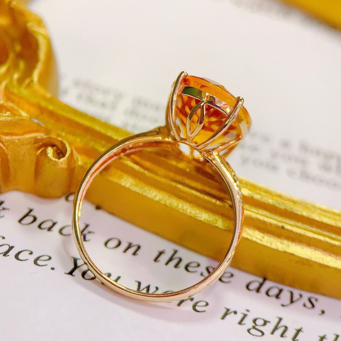 14k Gold 5.35 Ctw Natural Citrine & Diamond Ring - 2