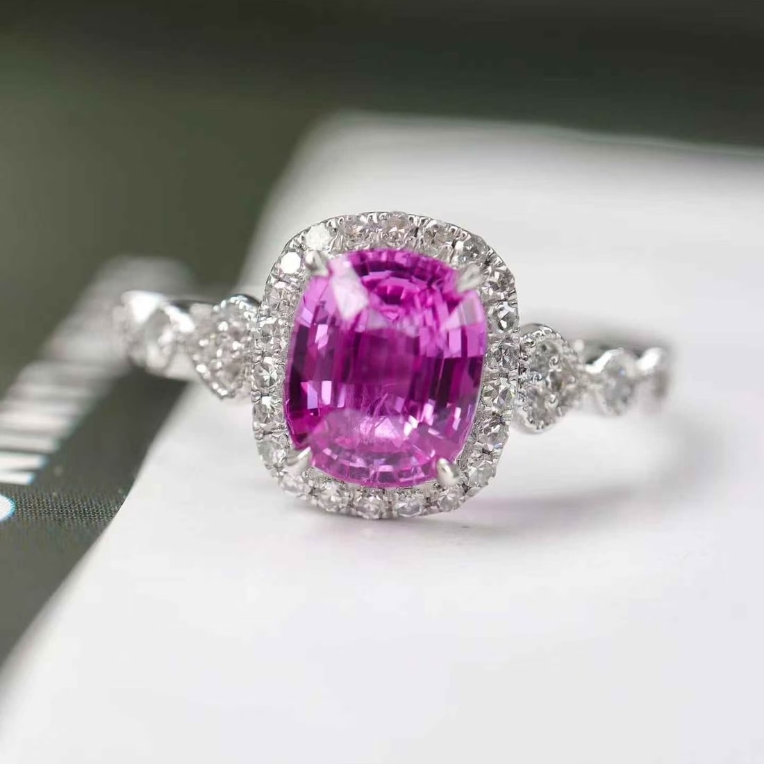 14k Gold 1.24 Ctw Natural Sapphire & Diamond Ring - 3