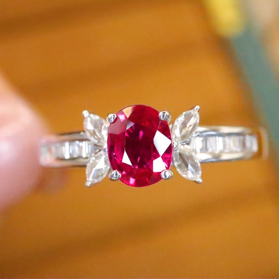 14k Gold 0.66 Ctw Natural Ruby & Diamond Ring: Ref:231160226 // gold content:14k gold // ring size:7. 25us // // main gemstone:ruby // shape:oval // carat weight:0. 50ct // color:red // treatment:natural // // adjacent gemstone 2 : diamond //
