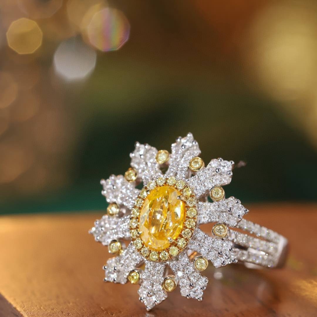 14k Gold 1.75 Ctw Natural Yellow Diamond & Diamond Ring - 2