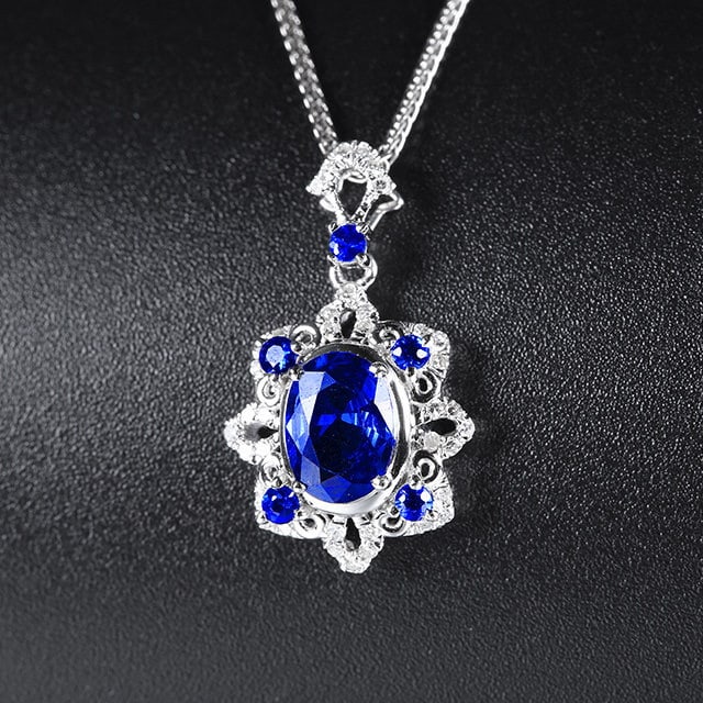 14k Gold 1.02 Ctw Natural Sapphire & Sapphire Pendant( Without Chain ) - 2