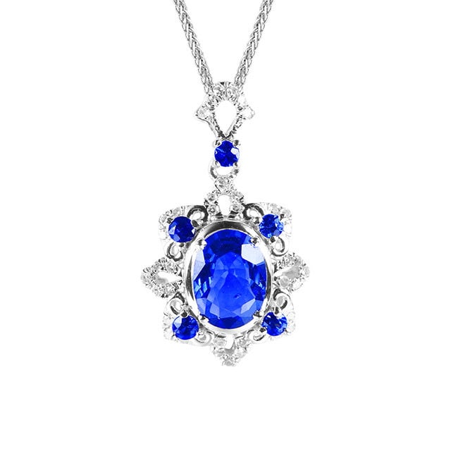 14k Gold 1.02 Ctw Natural Sapphire & Sapphire Pendant( Without Chain ) - 5