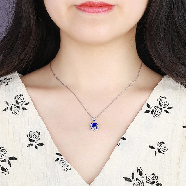 14k Gold 1.02 Ctw Natural Sapphire & Sapphire Pendant( Without Chain ) - 6