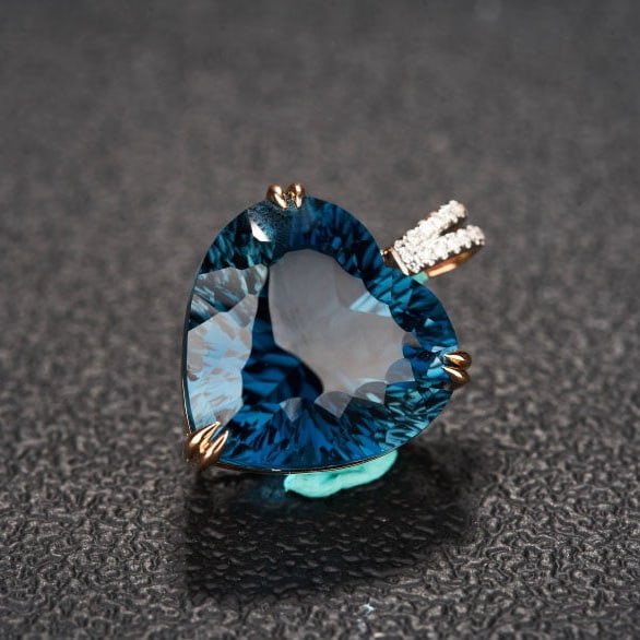 14k Gold 21.82 Ct Natural Topaz & Diamond Pendant( Without Chain ) - 6