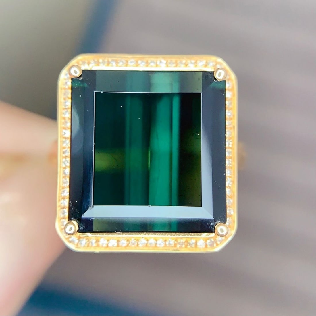 14k Gold 7.8 Ct Natural Tourmaline & Diamond Ring (1 of 7)