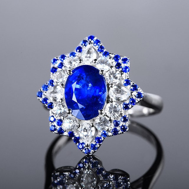 14k Gold 3.88 Ctw Natural Sapphire & Sapphire Ring - 3