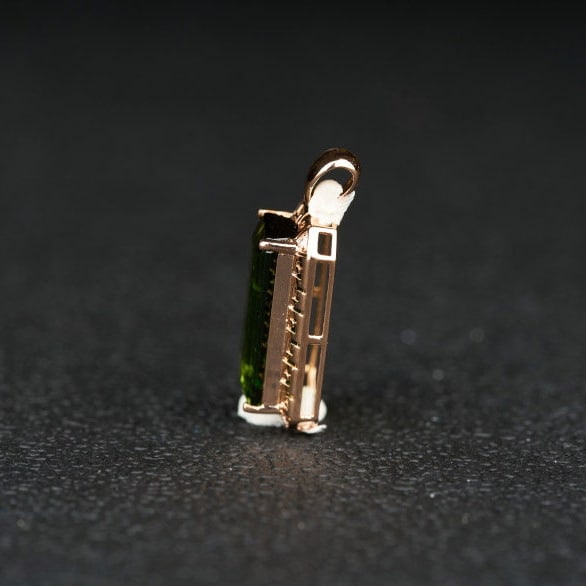 14k Gold 5.25 Ct Natural Tourmaline & Diamond Pendant( Without Chain ) - 4