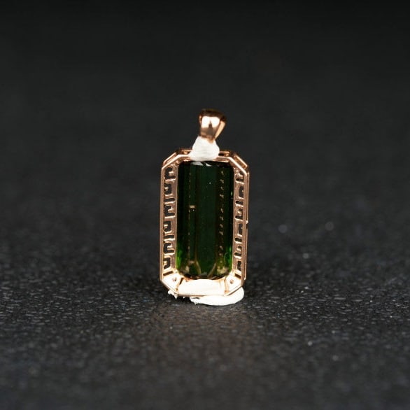 14k Gold 5.25 Ct Natural Tourmaline & Diamond Pendant( Without Chain ) - 5