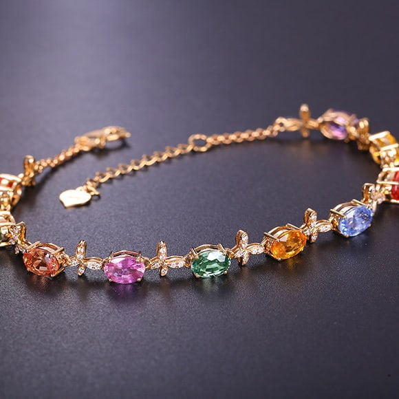 14k Gold 5.83 Ctw Natural Sapphire & Diamond Bracelet - 2
