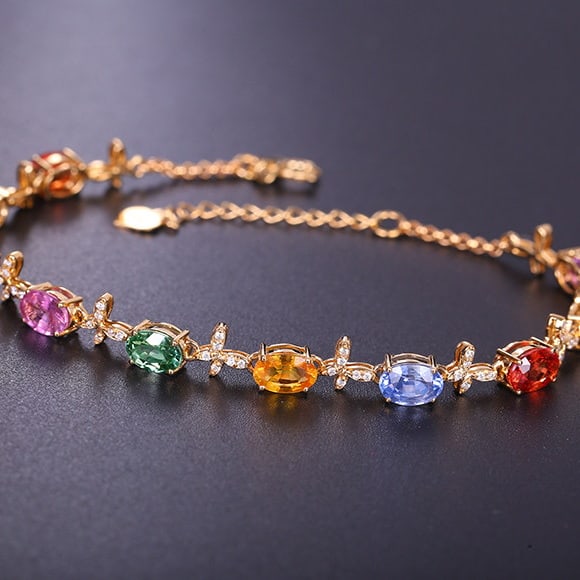 14k Gold 5.83 Ctw Natural Sapphire & Diamond Bracelet - 3