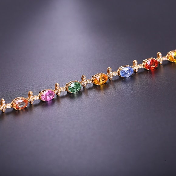 14k Gold 5.83 Ctw Natural Sapphire & Diamond Bracelet - 4