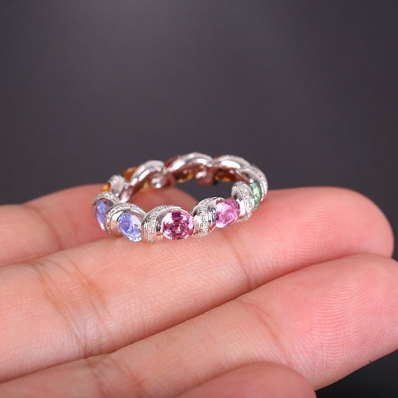 14k Gold 5.18 Ctw Natural Sapphire & Diamond Ring - 5