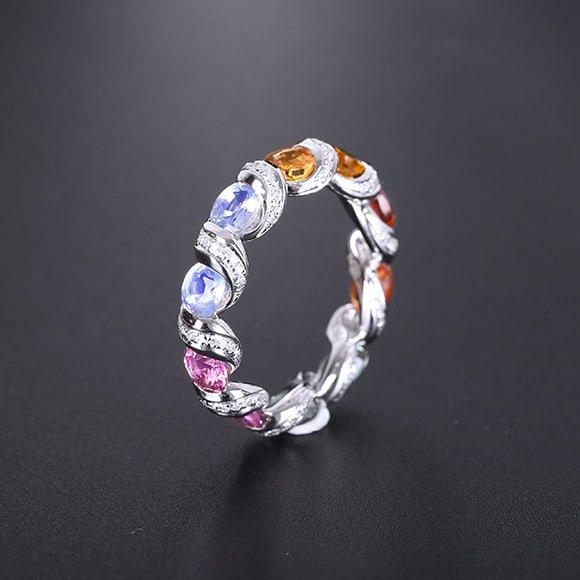 14k Gold 5.18 Ctw Natural Sapphire & Diamond Ring - 6