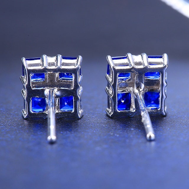 14k Gold 1.37 Ctw Natural Sapphire & Diamond Earrings - 4