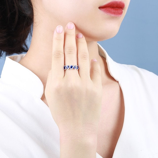 14k Gold 1.93 Ctw Natural Sapphire & Diamond Ring - 6