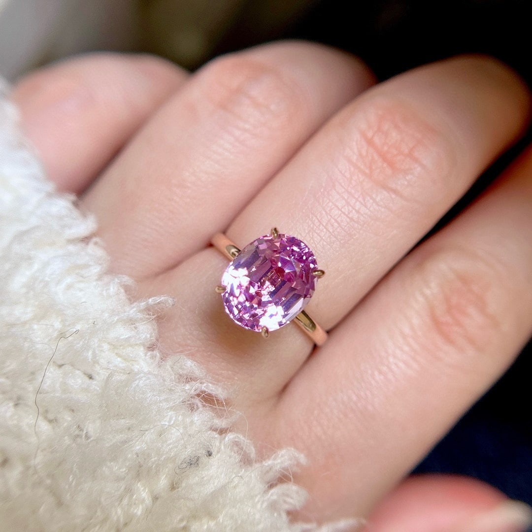 14k Gold 5.95 Ct Natural Kunzite Ring - 5