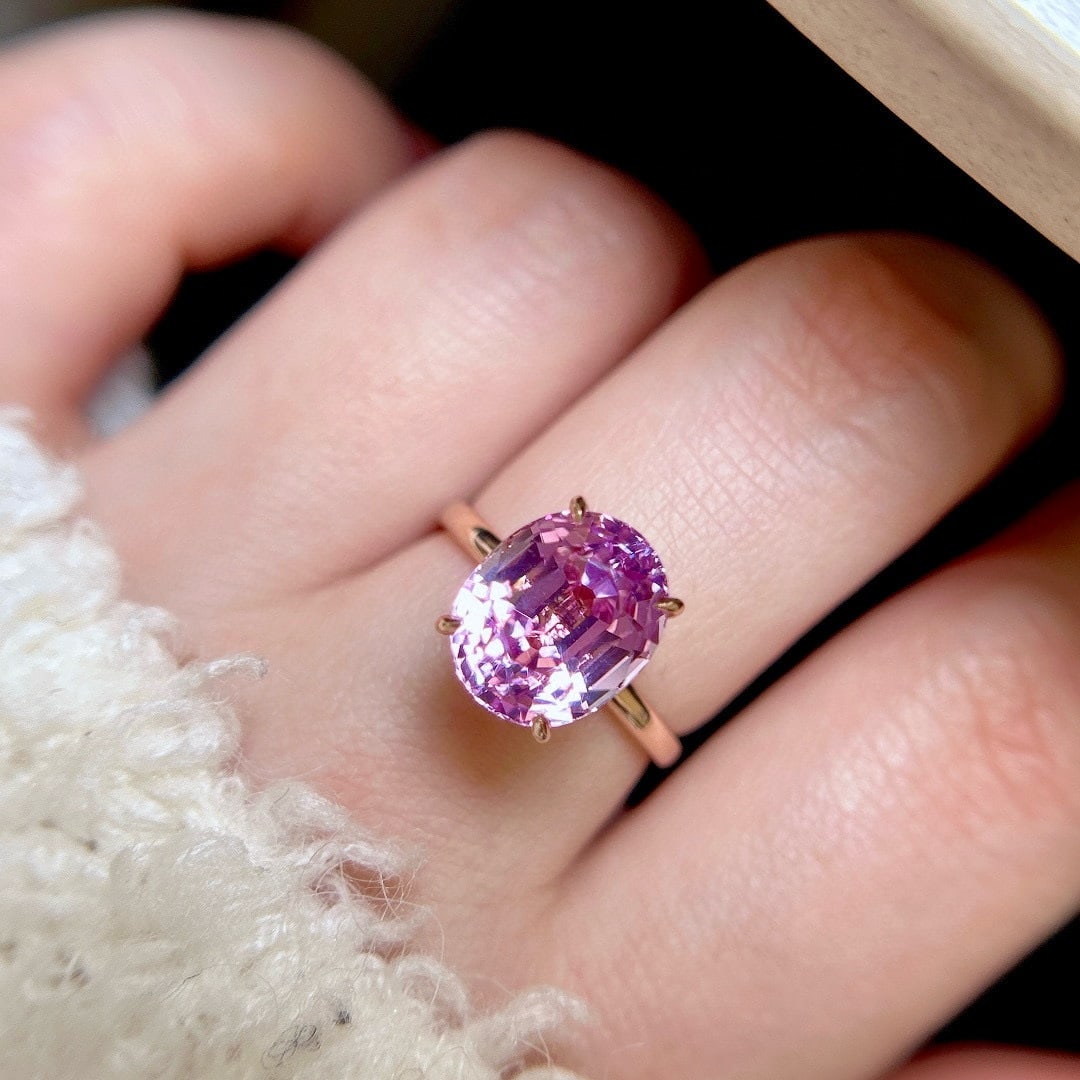 14k Gold 5.95 Ct Natural Kunzite Ring - 6