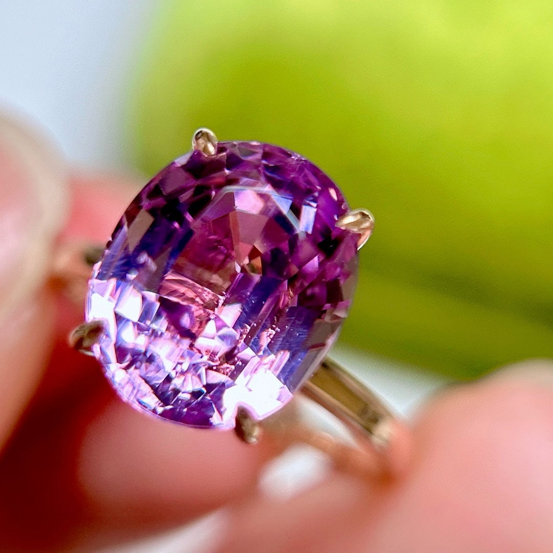14k Gold 5.95 Ct Natural Kunzite Ring - 7