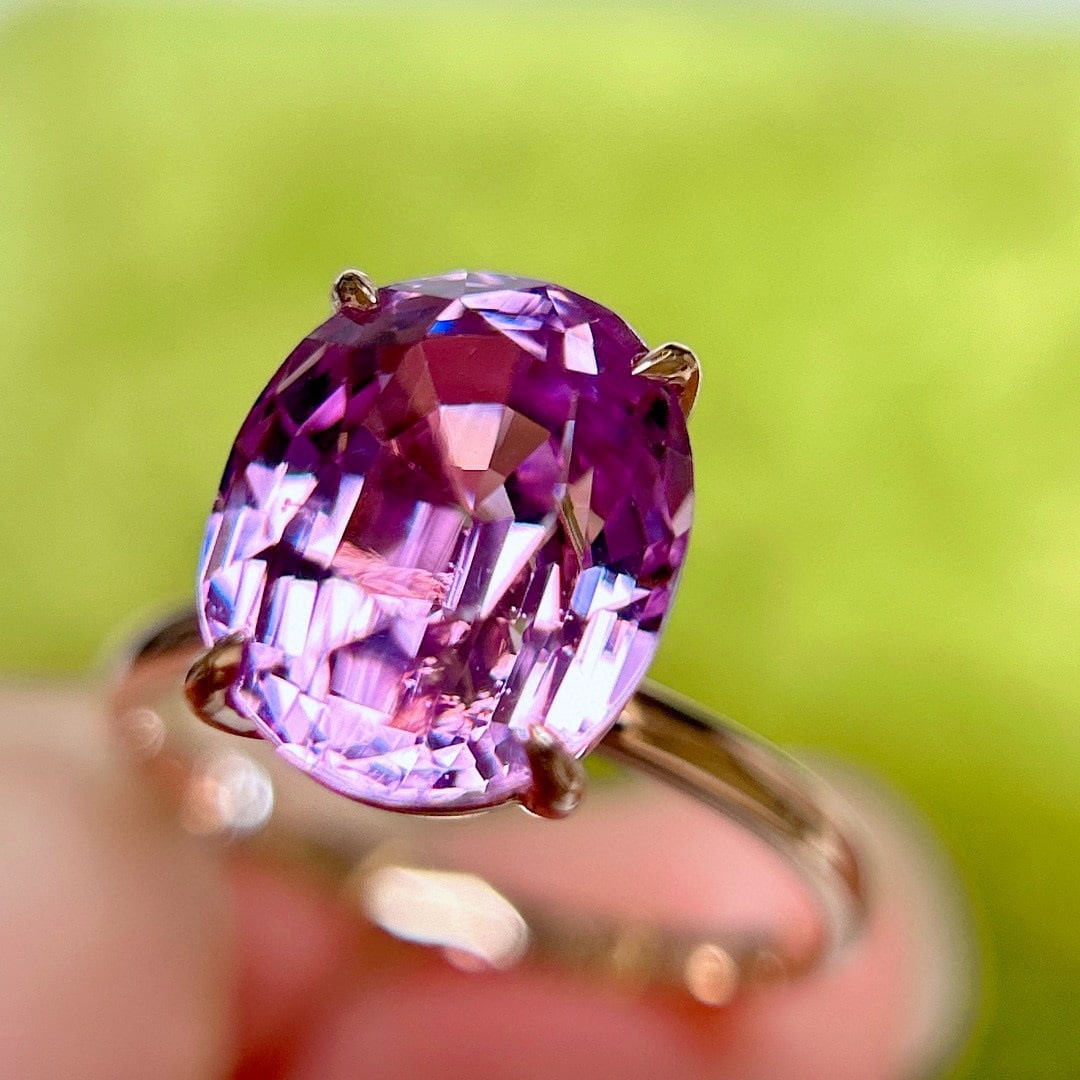 14k Gold 5.95 Ct Natural Kunzite Ring - 9