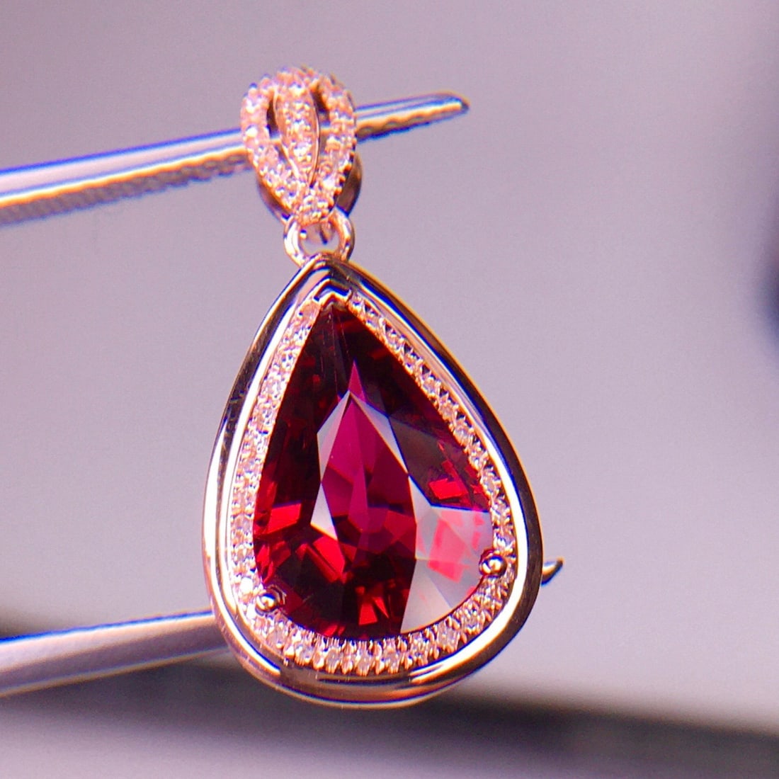 14k Gold 2.76 Ct Natural Tourmaline & Diamond Pendant( Without Chain ) - 4