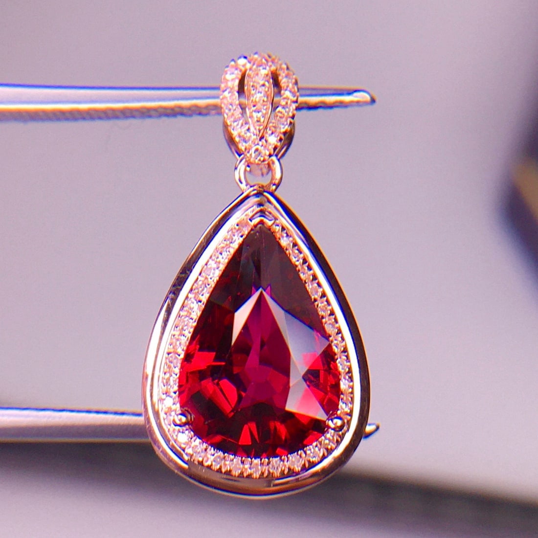 14k Gold 2.76 Ct Natural Tourmaline & Diamond Pendant( Without Chain ) - 5