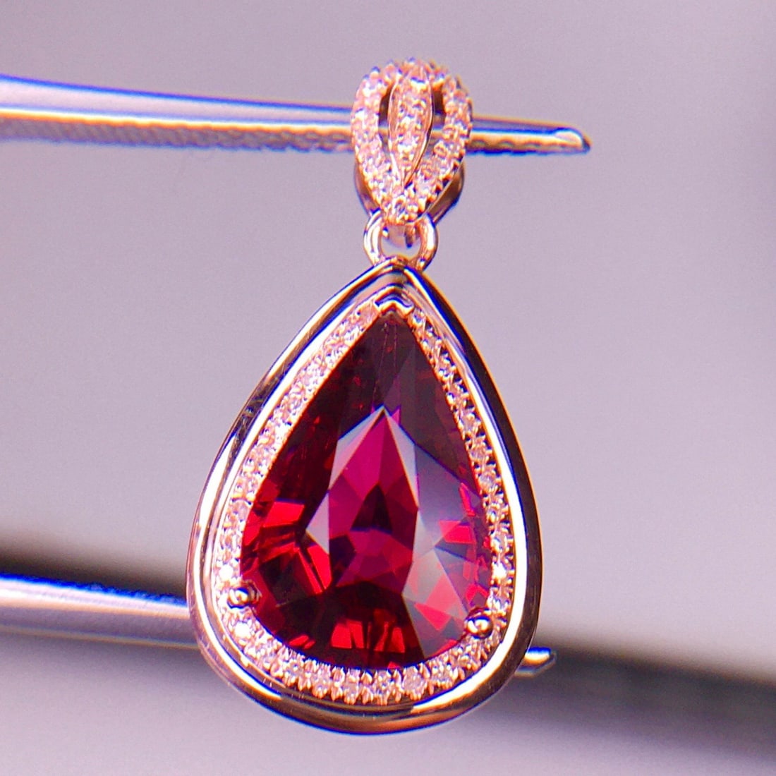 14k Gold 2.76 Ct Natural Tourmaline & Diamond Pendant( Without Chain ) - 6
